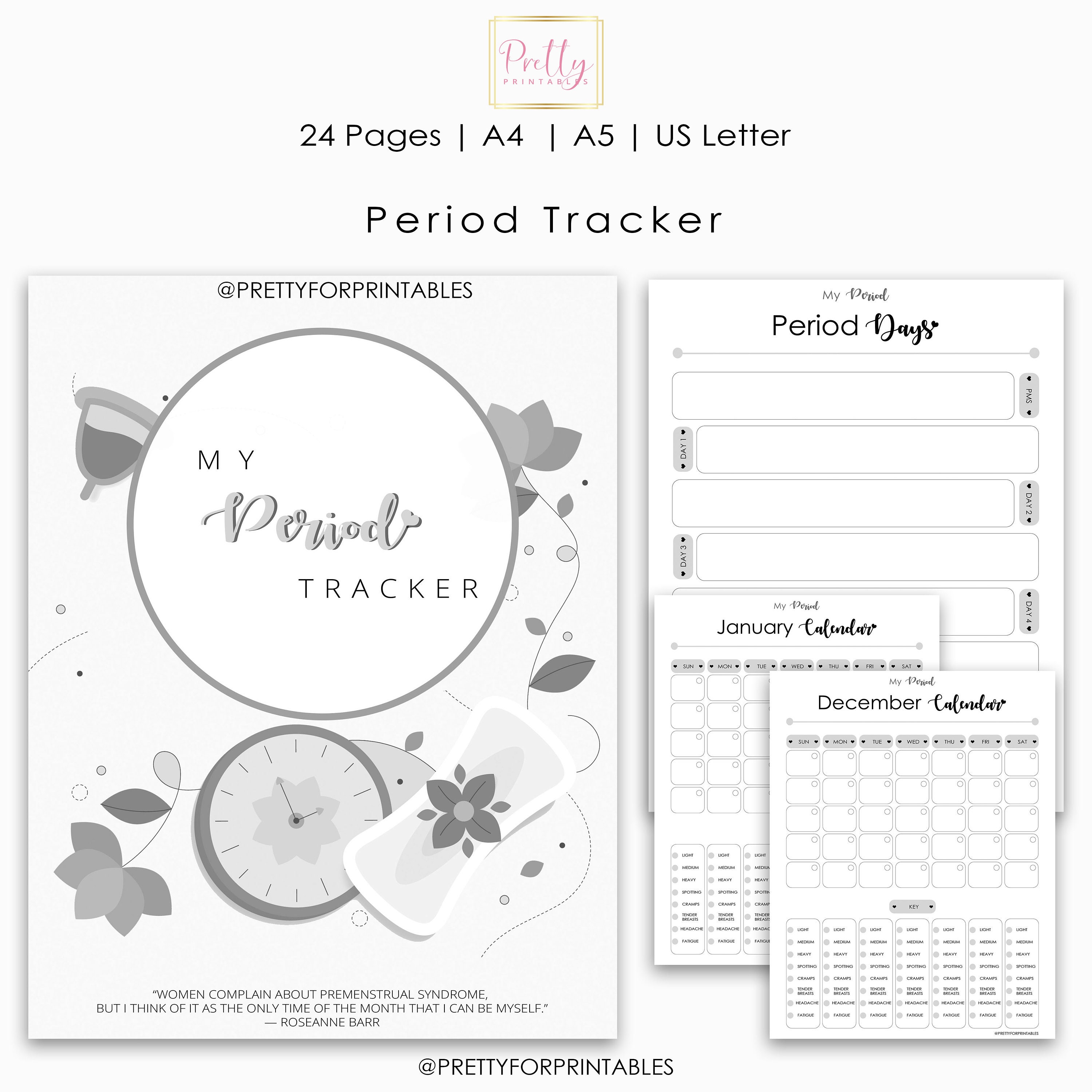 Period Tracker Menstrual Cycle Tracker & Period Calendar A4 Etsy UK