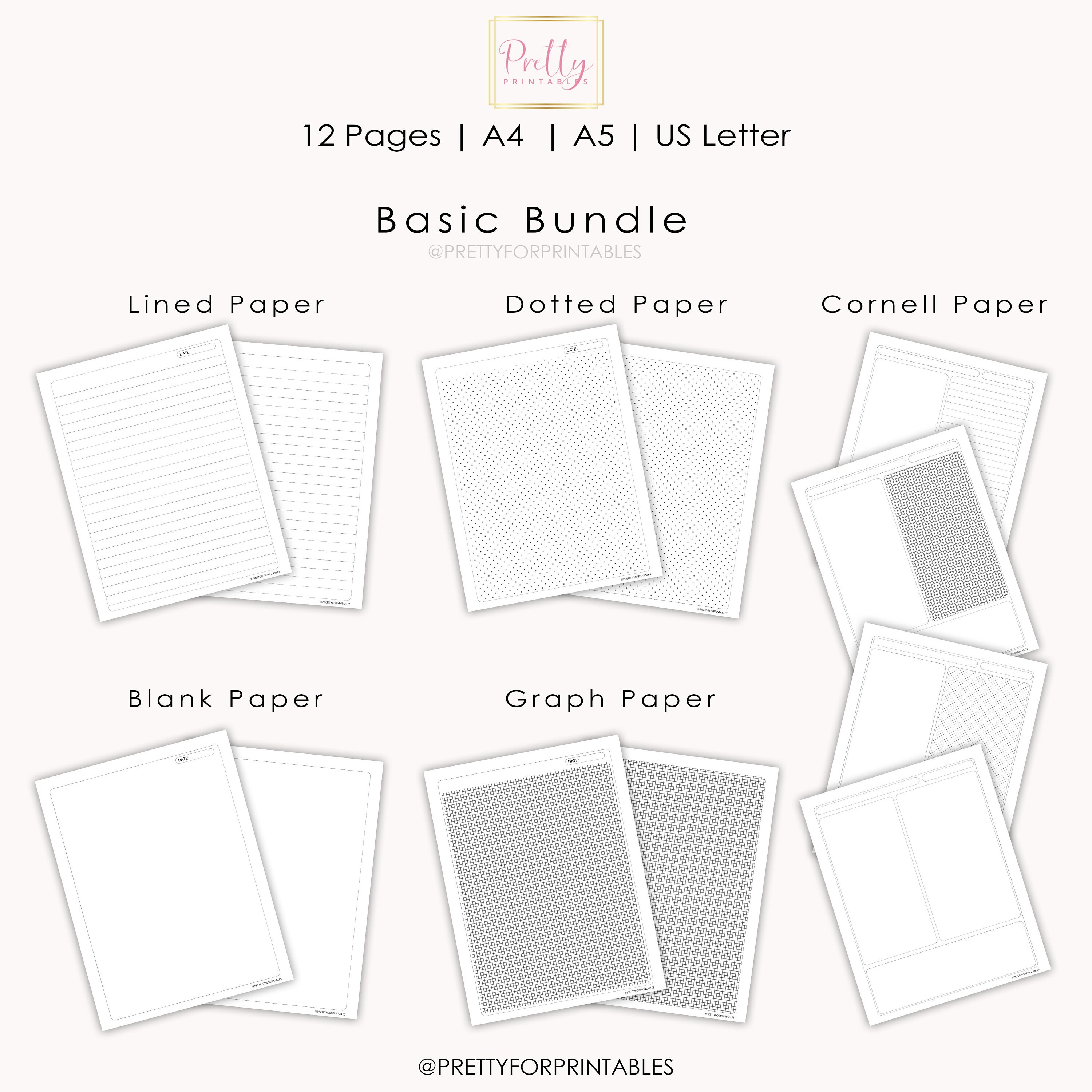 lined paper dot grid paper graph paper notebook journal dotted etsy