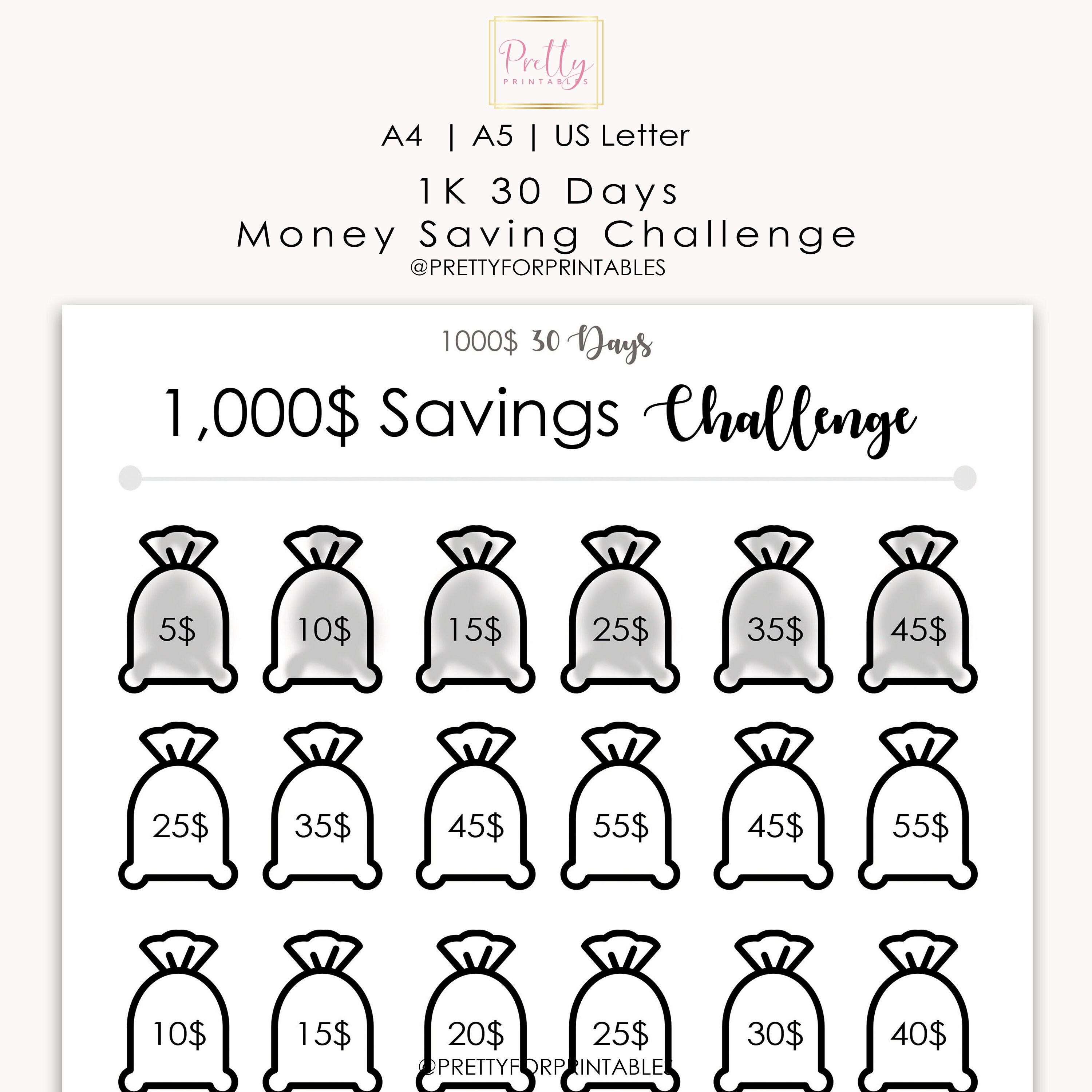 Save 1000 Dollars In 30 Days 1000 Dollars Savings Etsy