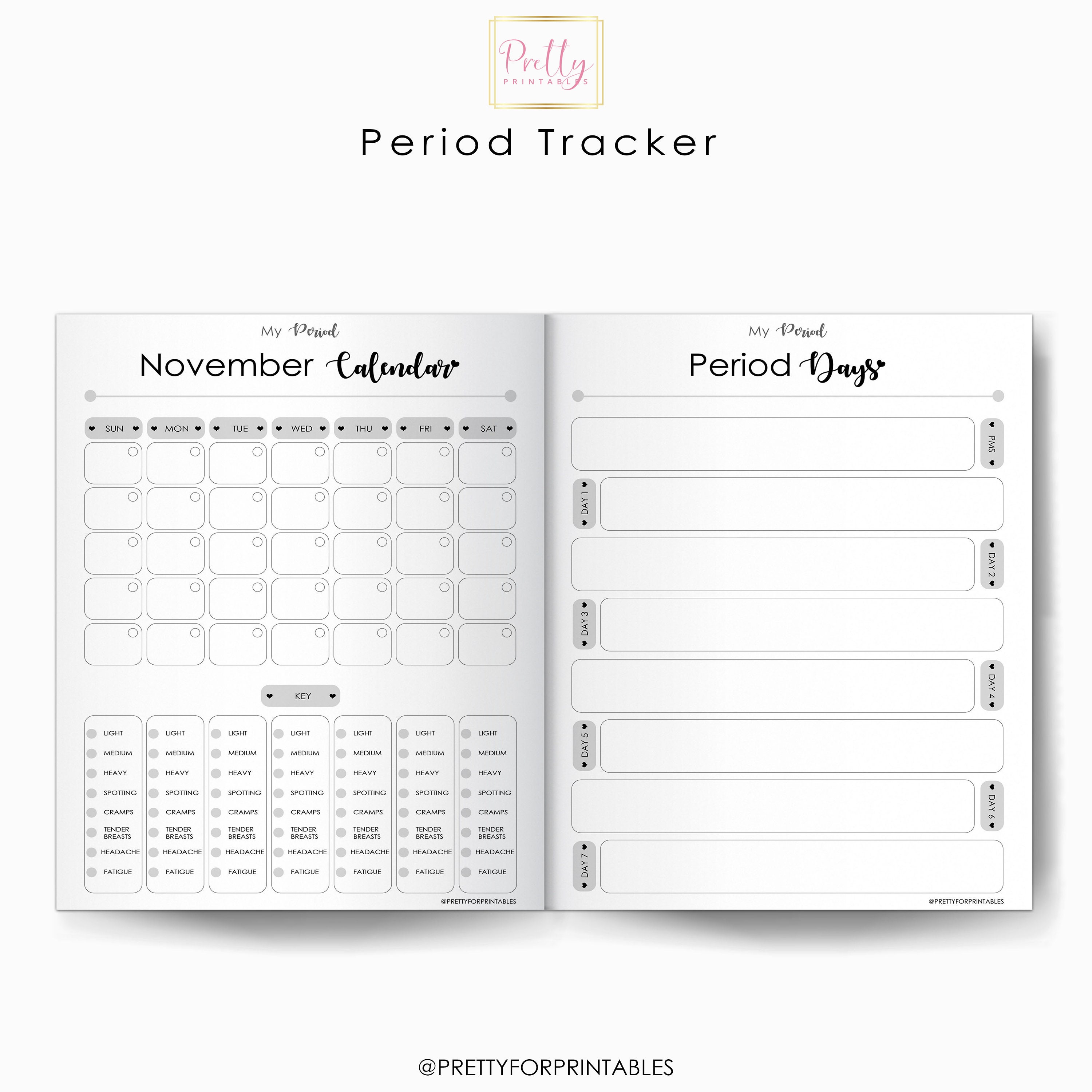 Period Tracker Menstrual Cycle Tracker & Period Calendar A4 Etsy