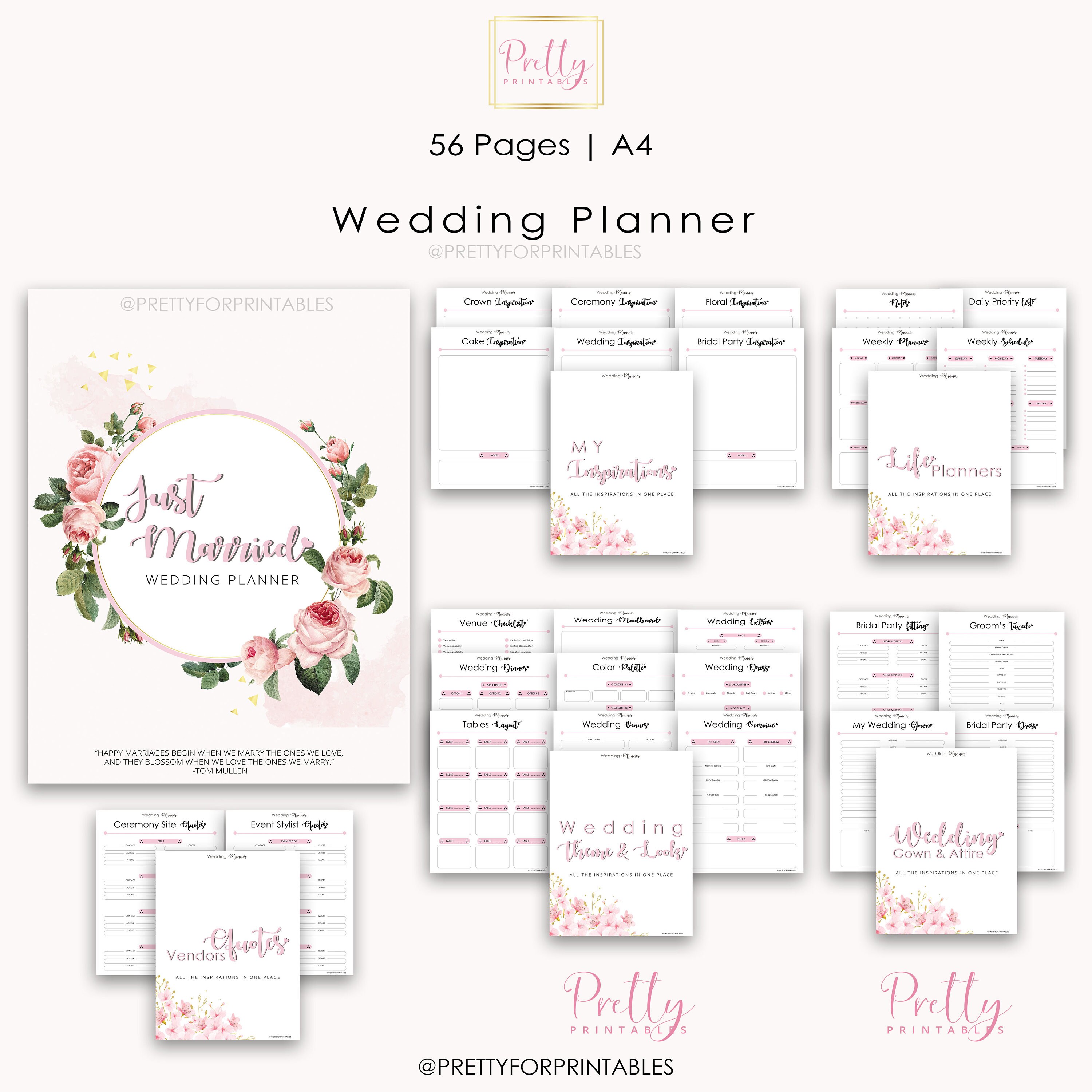 A4 Size Wedding Planner Wedding Planner Kit & Wedding Etsy