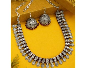 High Quality Oxidized German Silver Bail Motifs Black Glass Beads Tribal Choker Necklace Indian Jewelry Boho Gypsy Jewelry Beaded Jewelry