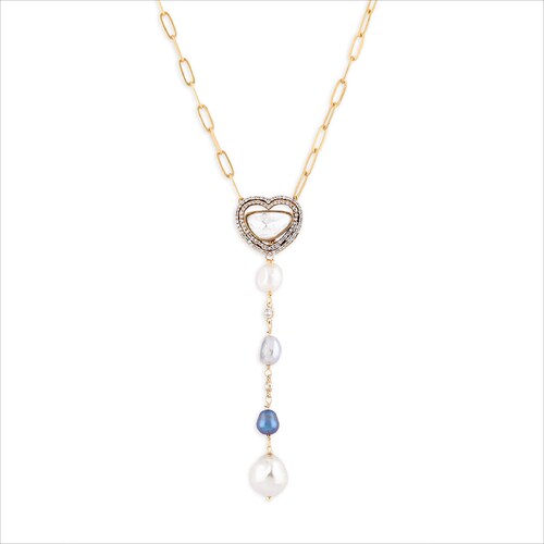 High Quality Gold Plated Kundan & Cubic Zirconia shops Gray/Blue Fresh Water Pearls Heart Shape Designer Choker Necklace |Bollywood Indian Jewelry