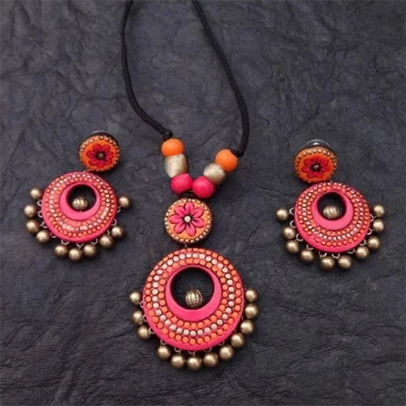 100 Handmade Natural Terracotta Jewelry Pink Gold Orange Etsy