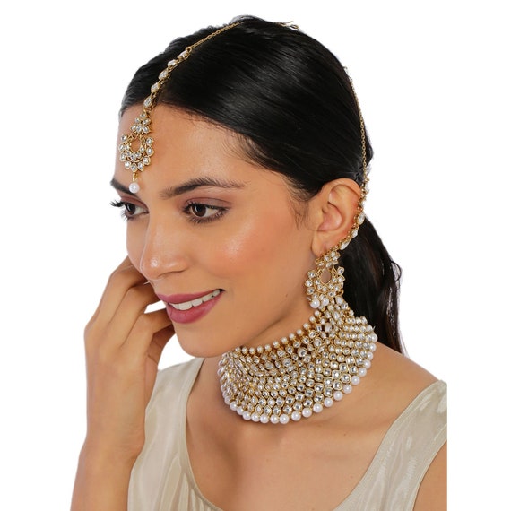 Zaveri Pearls Mesmerising Kundan Stones Pearls Bridal Choker - Etsy