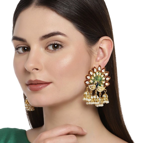 Zaveri Pearls Gold Tone Indian Traditional Earrings Enamelled | Etsy