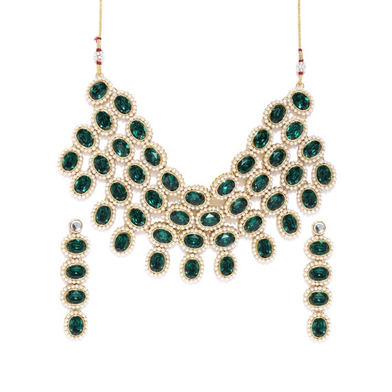 Zaveri Pearls Green Stones Pearls 
