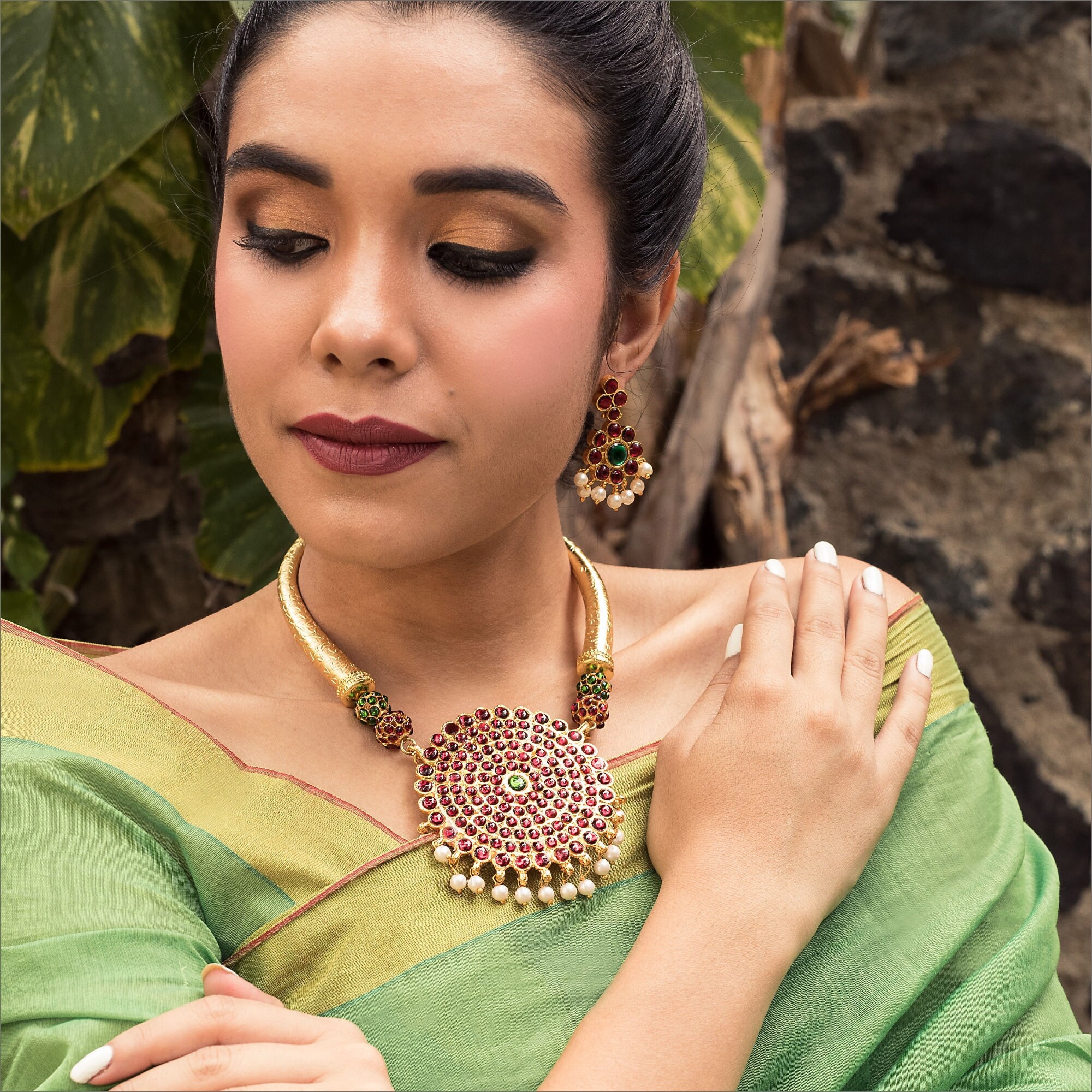 Designer Statement Necklace Set Temple 