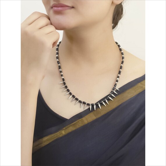 High Quality Oxidized German Silver Bail Motifs Black Glass Beads Tribal Choker Necklace Indian Jewelry Boho Gypsy Jewelry Beaded Jewelry