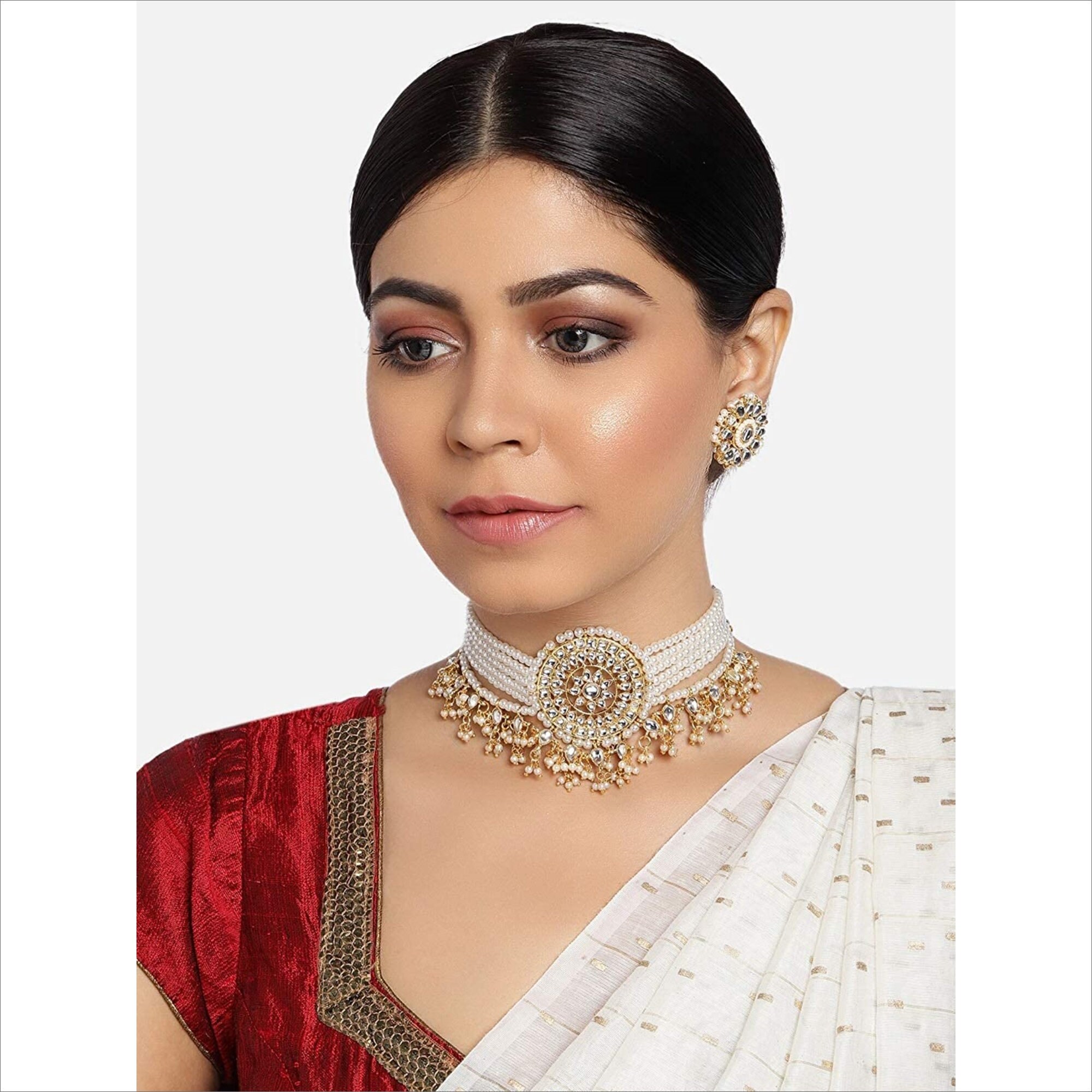 Zaveri pearls pearl cheap choker necklace set