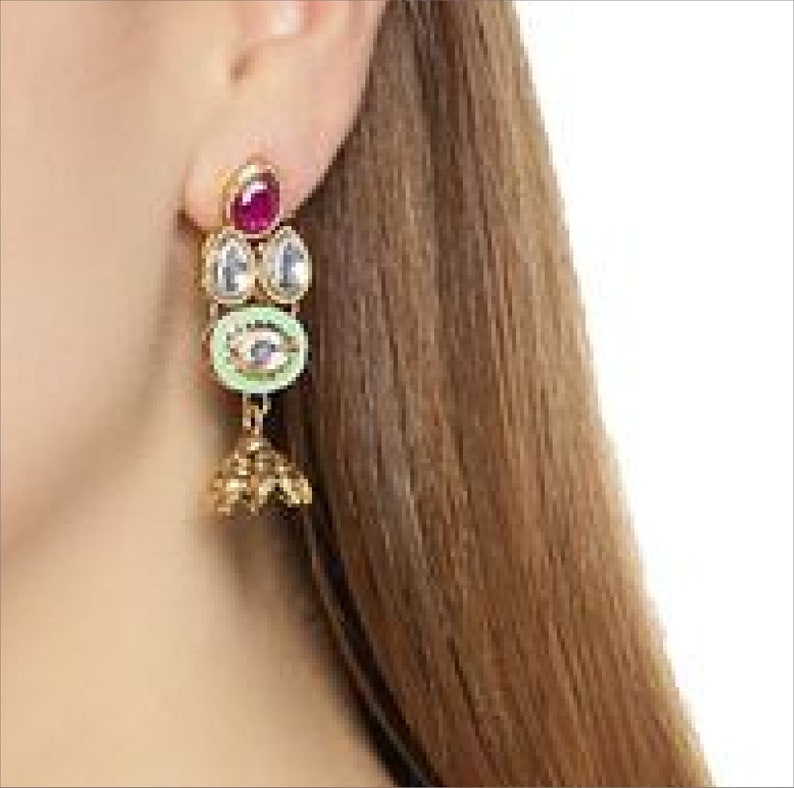 Zaveri Pearls Gold Toned Kundan /& Pink Stones Green Enamel Paint Tear Drop Design Multi Layered Pearl Necklace Set Indian Bollywood Jewelry