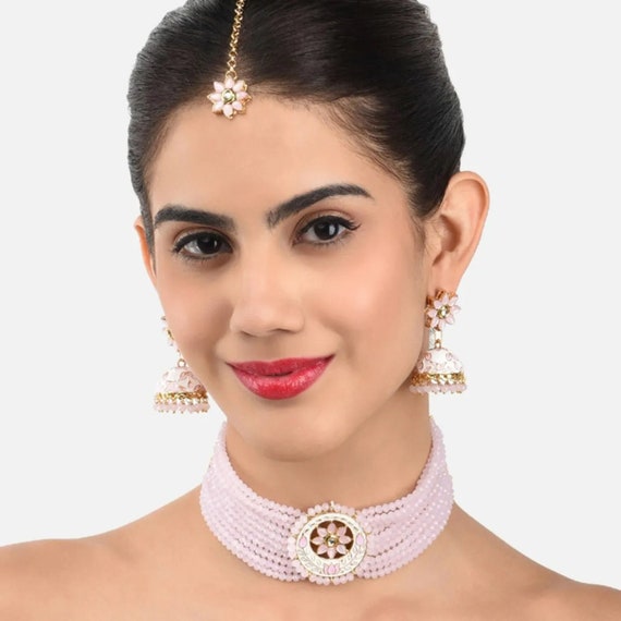 Crystal beads clearance choker necklace