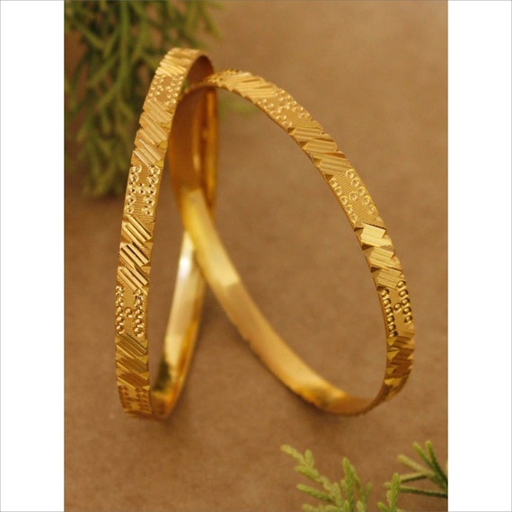 Antique Gold Plated Bangles Geometric 