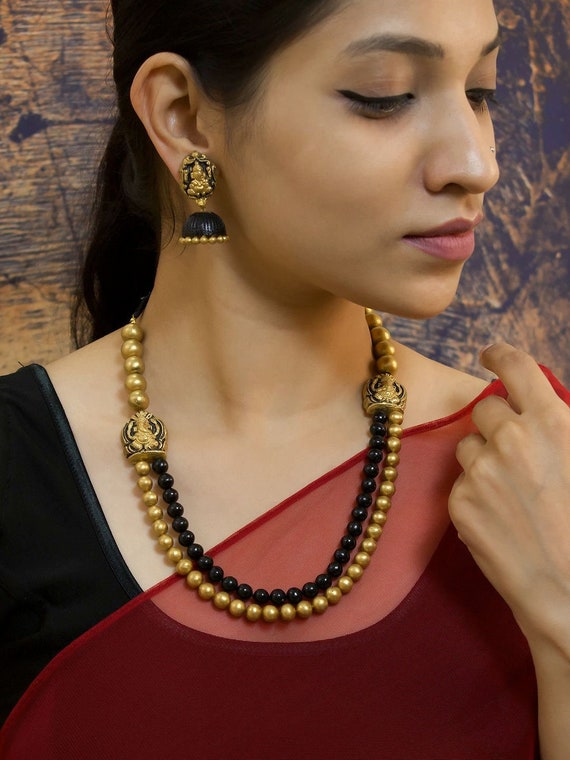 Indian Ethnic Black Beads Mangalsutra Wedding Asian Pendant Necklace – The  Colourful Aura