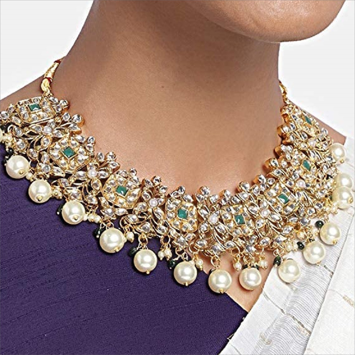 Zaveri Pearls High Quality Gold Plated Kundan & Green Beads Etsy