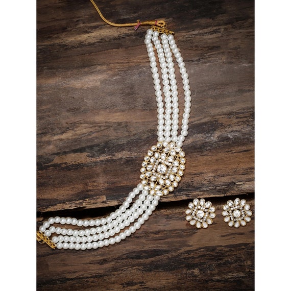 Zaveri Pearls Gold Plated White Pearl 