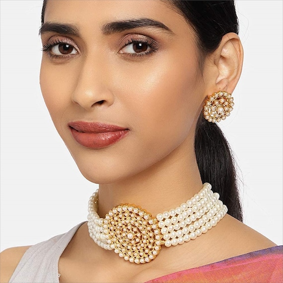 White pearl cheap choker set