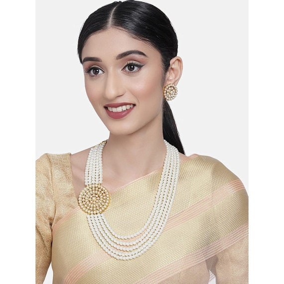 Buy Pearl Necklace Set in Gold with Matching Earrings For Brides –  PoetryDesigns