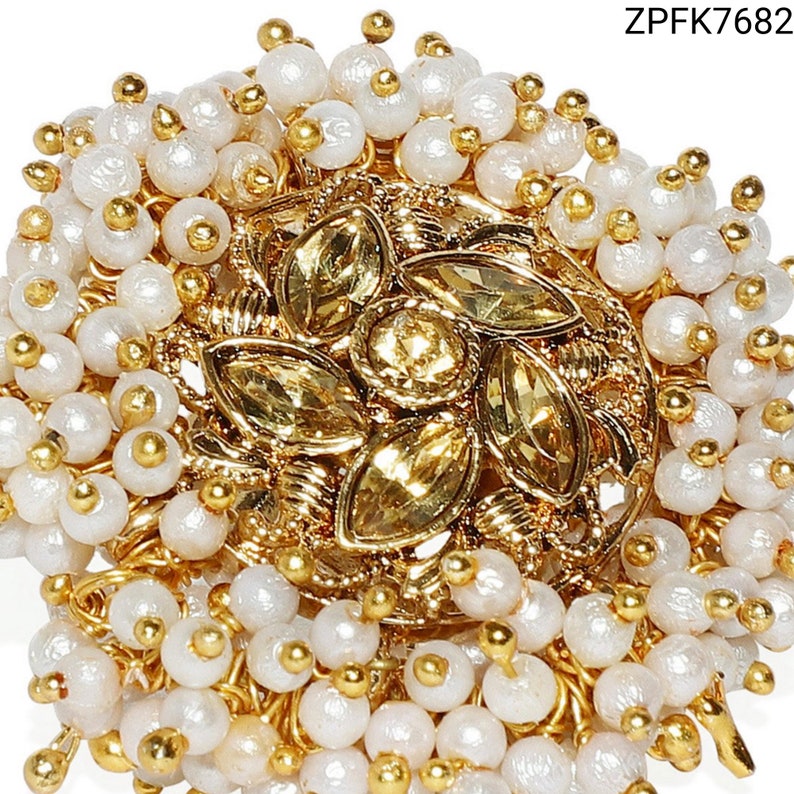 Zaveri Pearls Gold Tone Embellished With Pearls Ethnic Adjustable Statement Finger Ring Indian Bollywood Fashion Jewelry Indian Jewelry