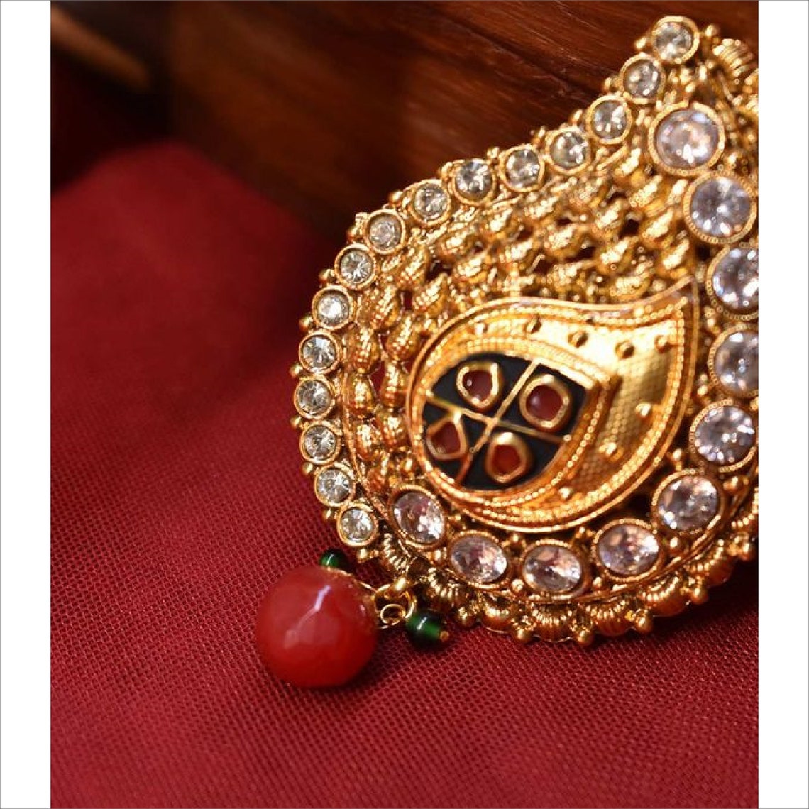 Saree Pin Gold Brooch Cubic Zirconia Stones Jewelry Ethnic Etsy