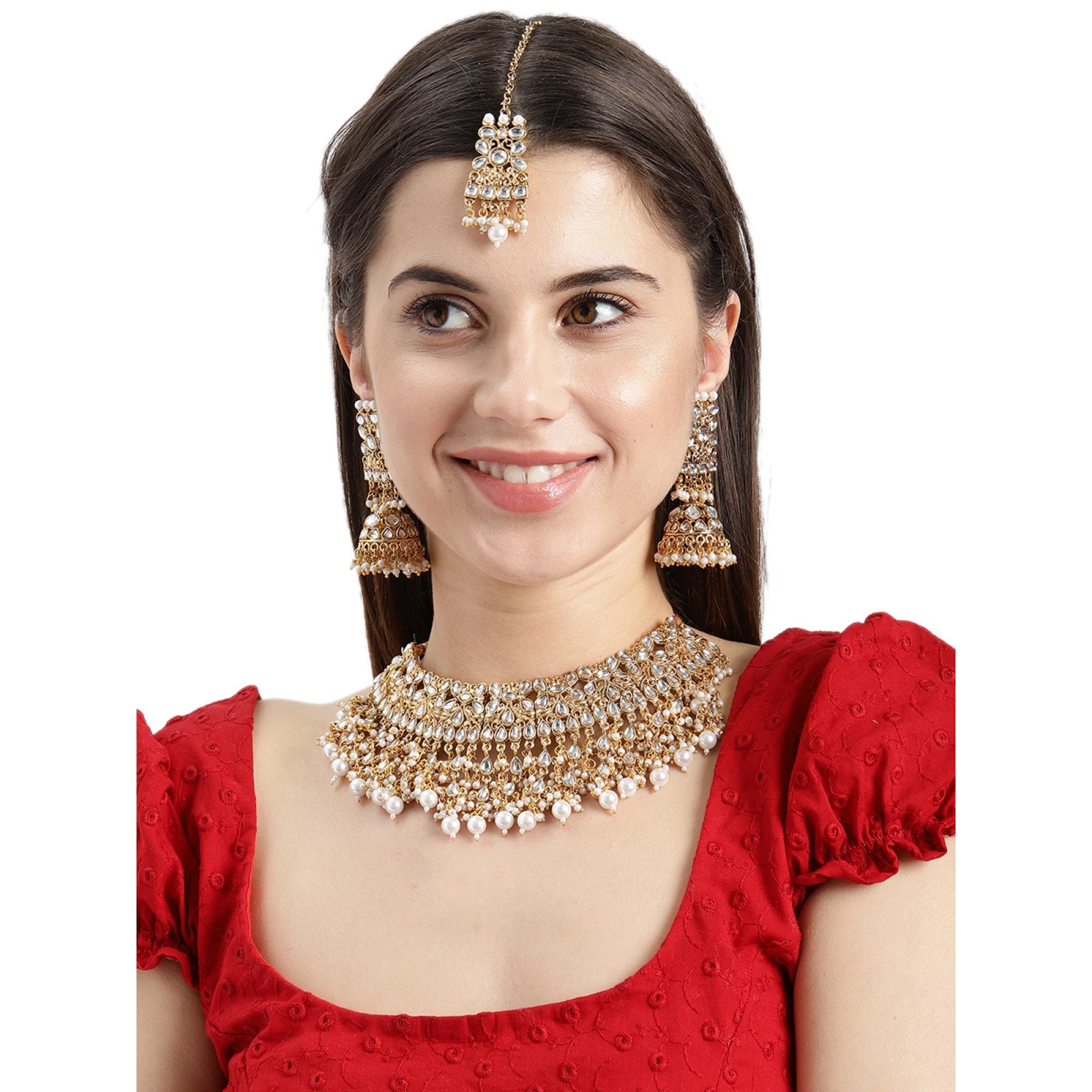 Gold Plated Kundan Pearls Bridal - Etsy 