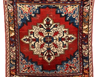 Central Anatolian Turkish Taspinar rug, Rare Small format Taşpınar 82cm x 80cm / 2’8” x 2’7”