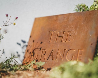 Rusty Metal House Sign. Rustic House Sign. Corten House Sign