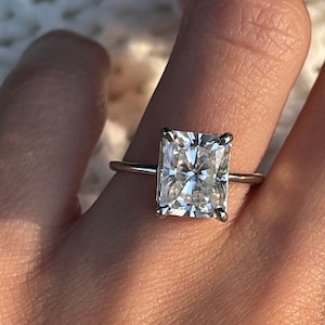 3.5Ct Radiant Cut Lab Diamond Engagement Ring: 14k Gold Solitaire, IGI Certified