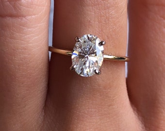 1.5ct Oval Lab Diamond Solitaire Engagement Ring - 14k Gold, IGI Certified