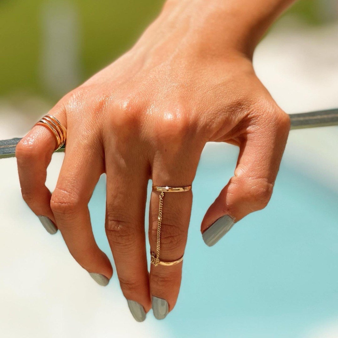 Solid 14k Rose Gold Beaded Knuckle Ring - Mid Finger Ring, Size 7.5, Handmade In USA, Deluxe Gift Box - View #10