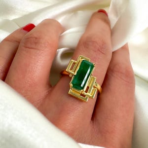 Natural Colombian Emerald Ring: 14k Gold Modern Solitaire