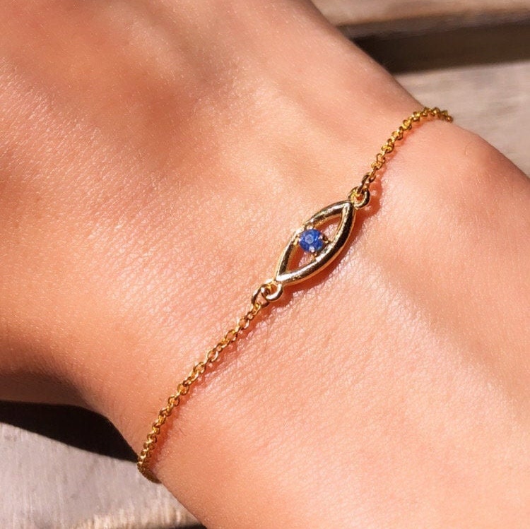 Evil Eye Bracelet 14k/18k Solid Gold Evil Eye Bracelet Solid