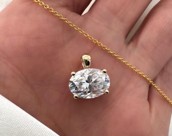 14k Gold Oval Lab Grown Diamond Pendant, Solitaire Necklace, 14k Gold Lab diamond Pendant, Gift for Her, IGI Certified