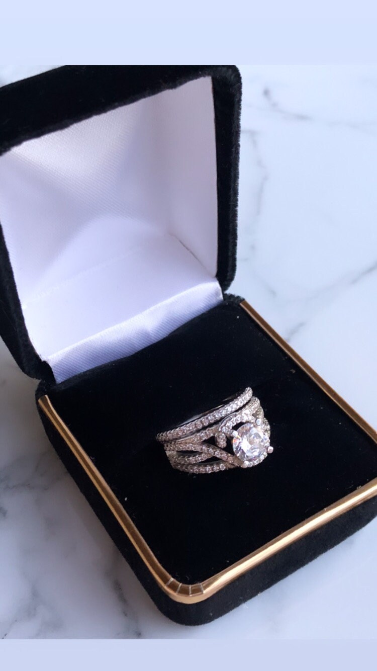 Women's Vintage Luxury Ring 14k White Gold Plated - Etsy