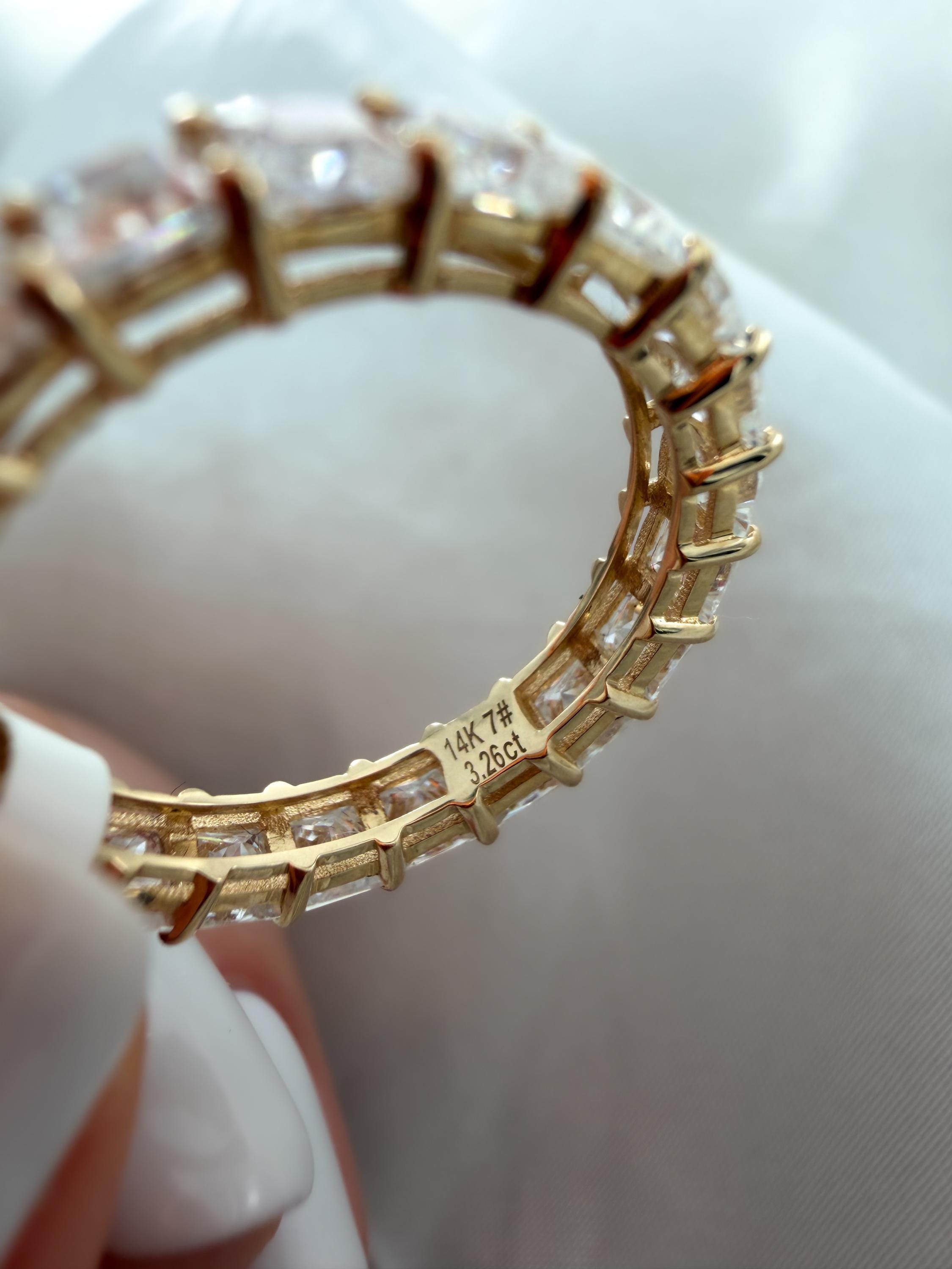 Princess Cut Moissanite Eternity Band 14k Gold, 3mm Full Eternity Ring ...