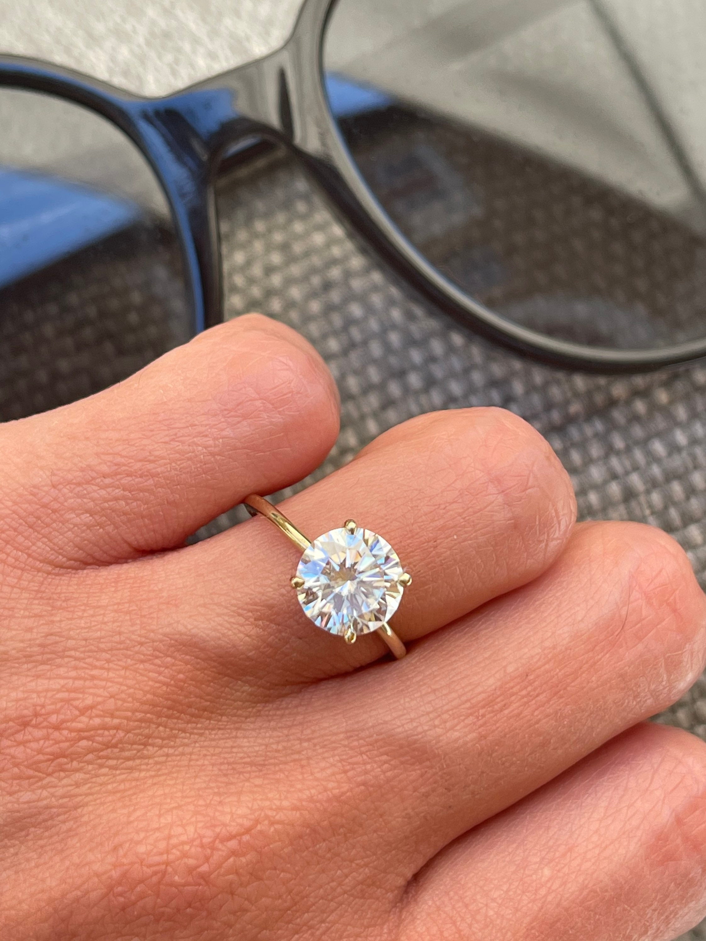 2ct Roundcut White Moissanite Solitaire Ring 14k Gold Etsy