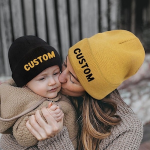 Gorros personalizados para bebês, crianças e adultos, gorro para bebês, gorro personalizado, gorro bordado personalizado, gorro para pais e filhos, presente de aniversário