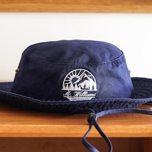 Bob de pêche brodé : texte personnalisé, randonnée, chapeau de camping