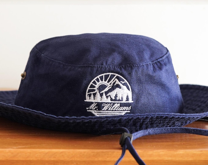 Embroidered Fishing Bucket Hat: Custom Text, Hiking, Camping Sun Hat