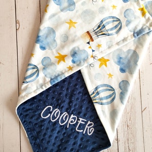 99Personalized Baby Blanket Hot air balloon Baby Boy Blanket Lovey Baby Shower Gift Newborn Girl Blanket Custom Baby Boy Gift Minky blanket