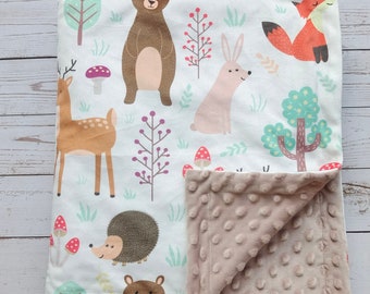 Couverture personnalisée pour bébé Garçon Animal Bébé Garçon Couverture Nom bébé Couverture Bébé Fille Cadeau Baby Shower Cadeau Minky Couverture Nouveau-né Cadeau pour enfants