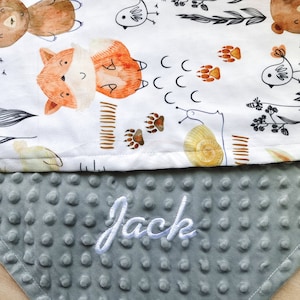 Personalized Baby Blanket Boy, Baby Boy Blanket, Lovey Baby Shower Gift, Newborn Girl or Boy Minky Baby Blanket Name Custom baby Blanket Zoo