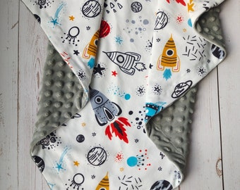 Personalizzato Baby Blanket Spazio baby boy coperta Baby Boy Regalo Monogramma nome Coperta razzo Neono Coperta Regalo personalizzato per bambini