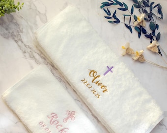 Personalized Baptism Towel - Embroidered Christening Gift From Godparents
