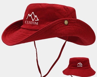 Embroidered Bucket hat Custom hat Hiking hat Custom Personalization Sun hat Camping hat Summer hat Travel sun hat 24041201