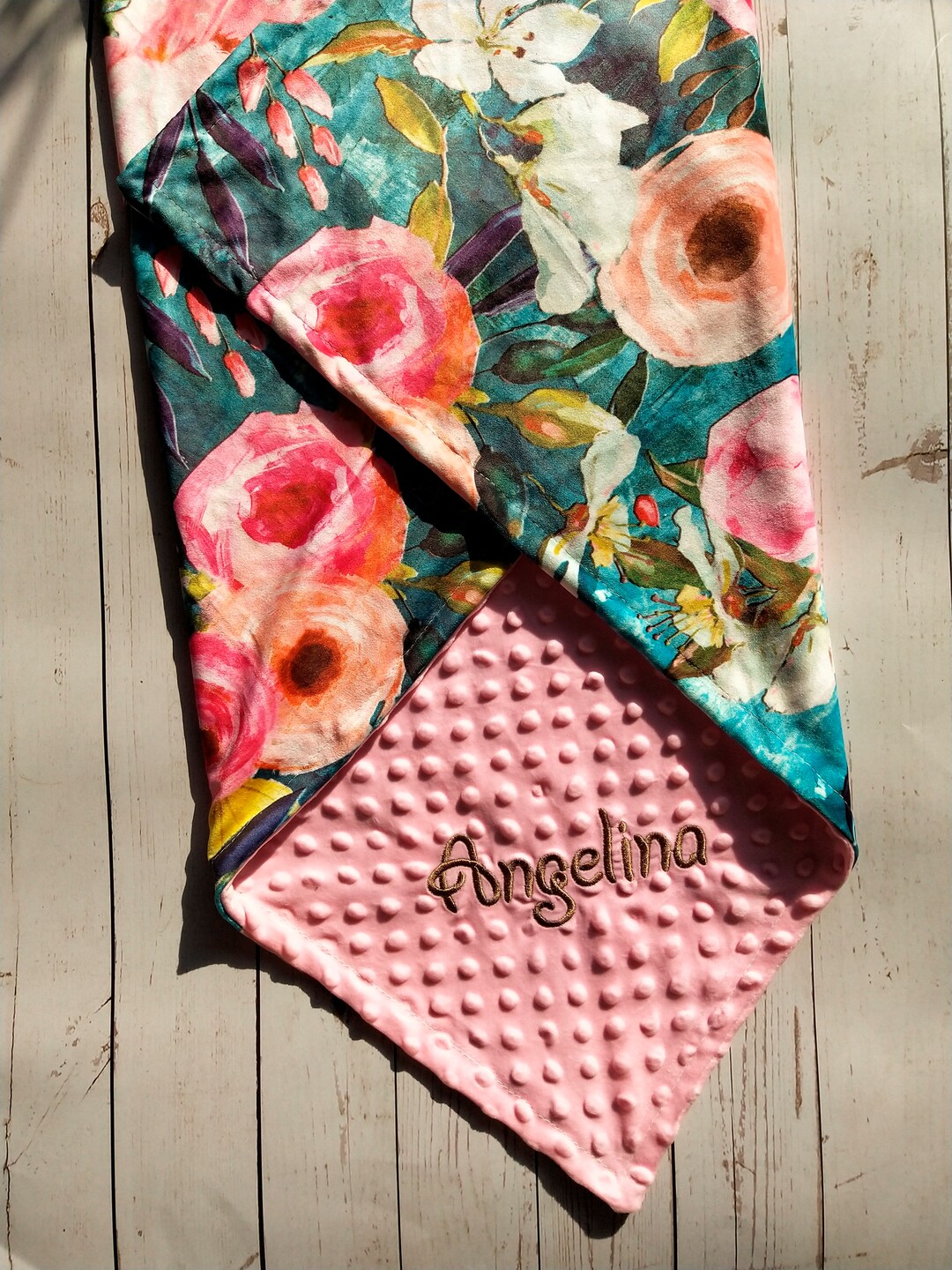 Personalized Baby Blanket Girl Minky Floral Baby Girl Blankets With