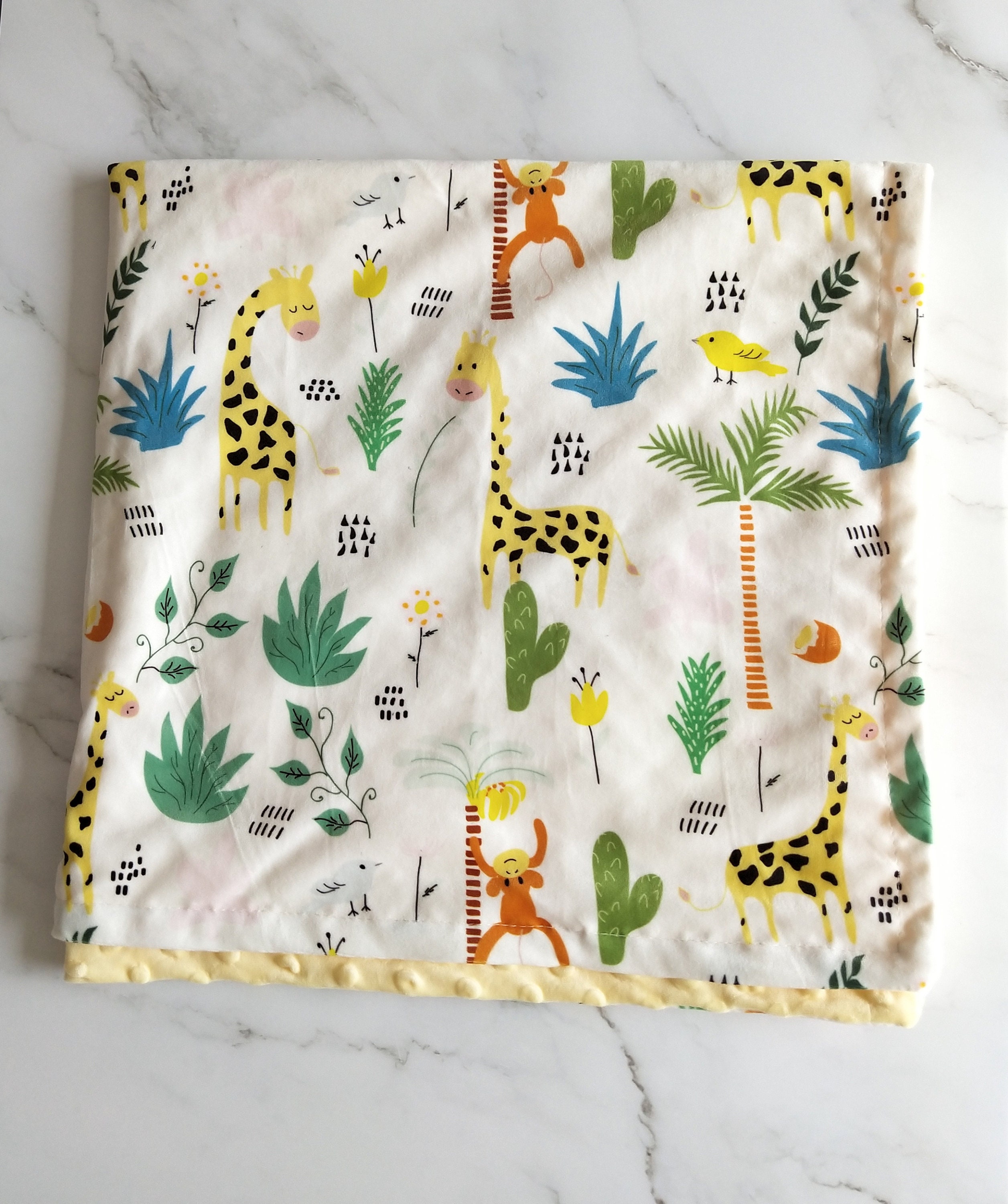 Personalized Baby Blanket Girl Giraffe Jungle Baby Boy Blanket Etsy
