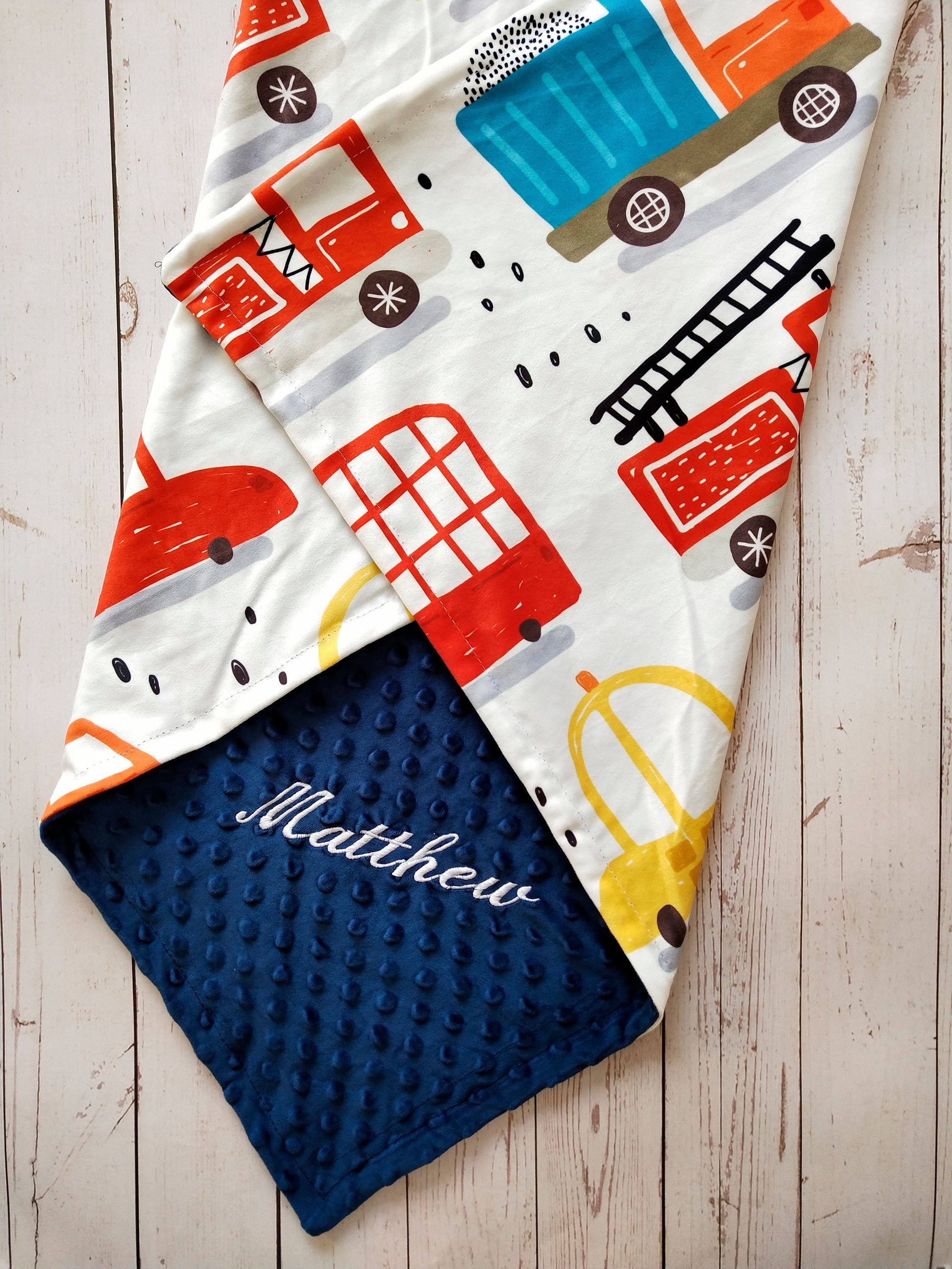 Fire Truck Blanket Personalized Baby Boy Blankets Baby Shower Etsy