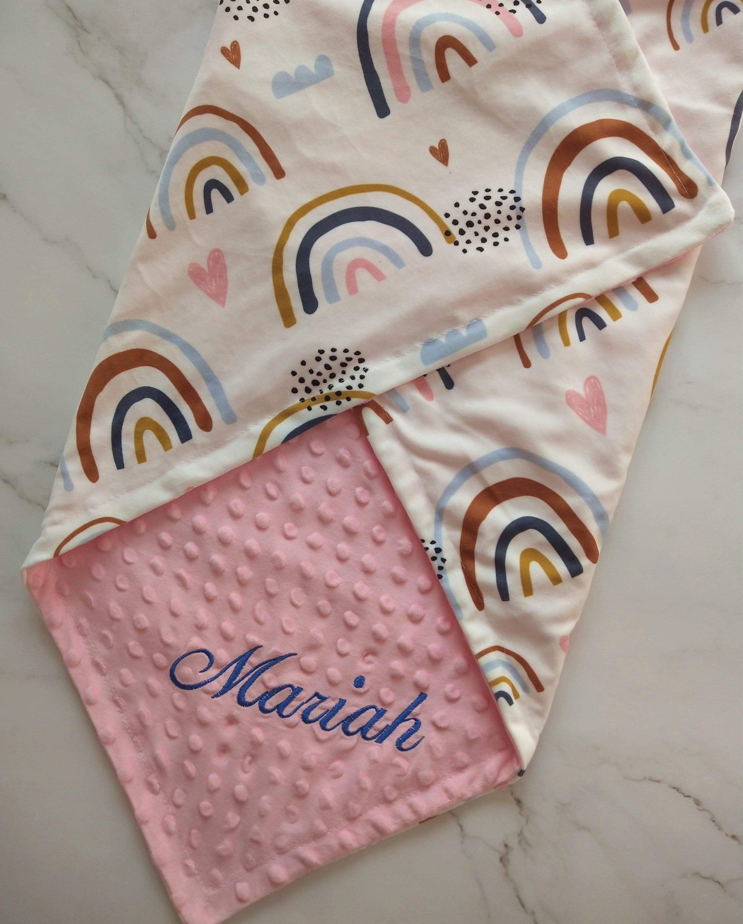 Rust Rainbow Baby Blanket, Rainbow Baby Blanket, Minky Baby Blanket