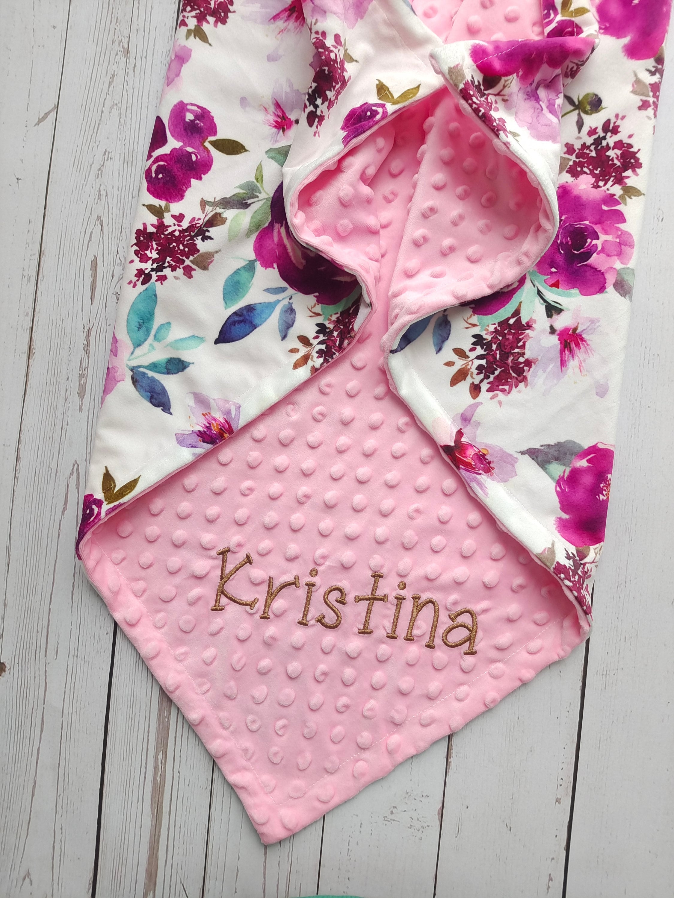 Personalized Baby Blanket Girl Floral Baby Girl Blanket With Etsy